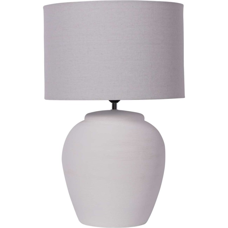 White table lamp with cotton fabric shade