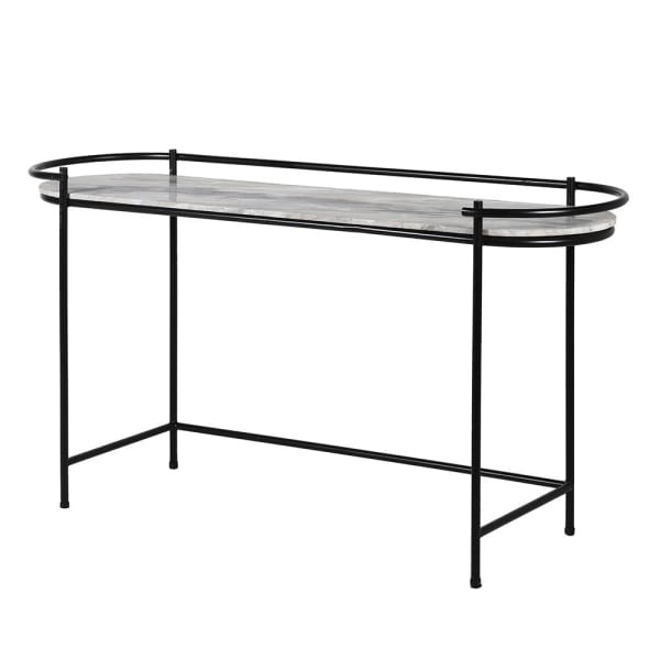 Camden marble console table with a black iron frame