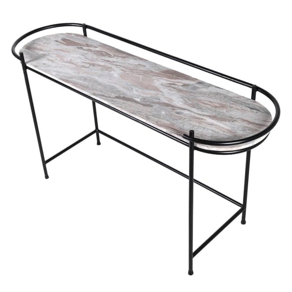 Large 155cm console table with a white and grey marble top