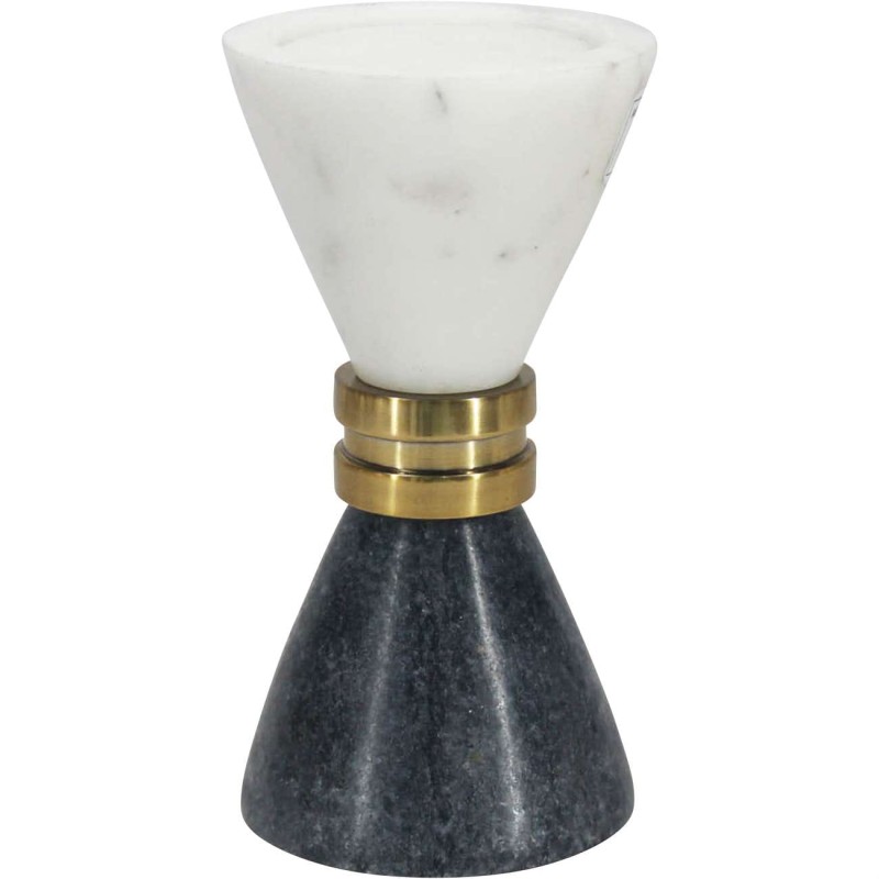 Natural marble candle holder with brass detail