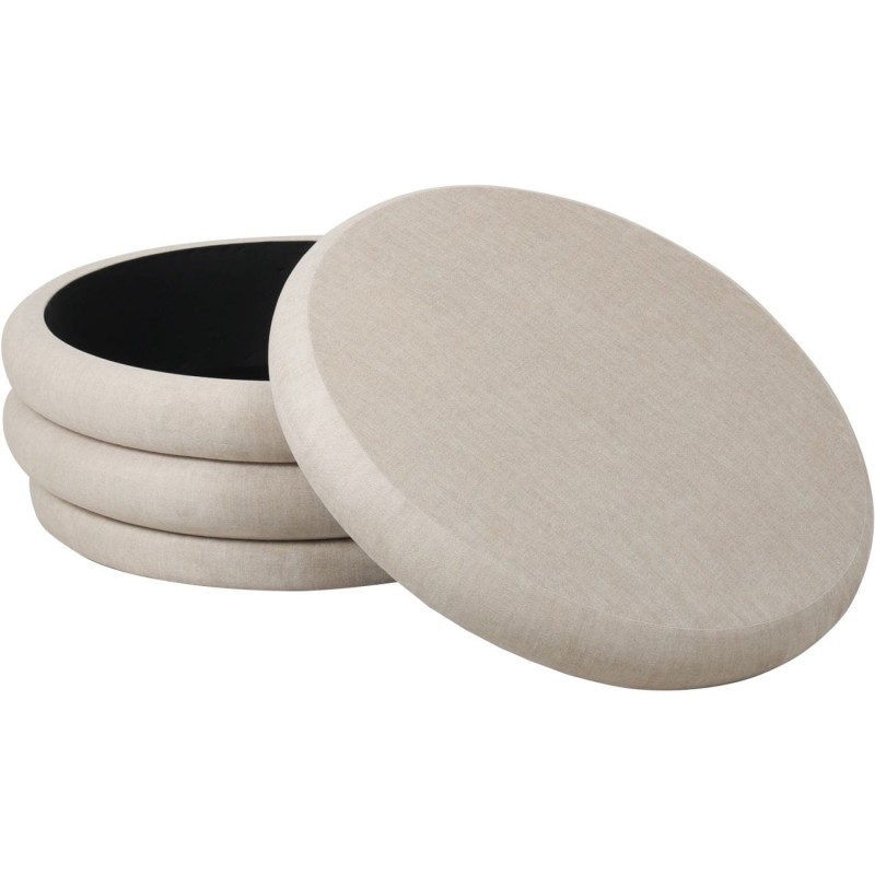 Belgravia Cream Ottoman Coffee Table – 78 cm Round Ottoman with Storage