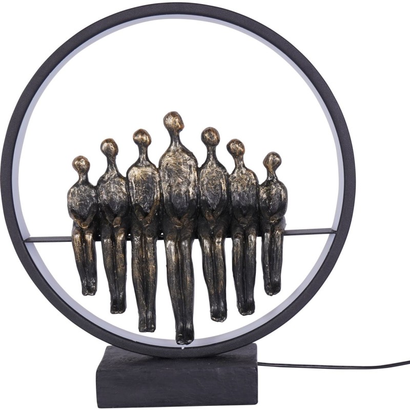 Illuminated sculpture depicting a family of seven