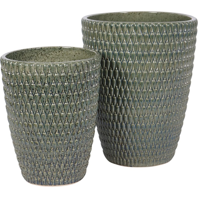Boscobel Green Ceramic Planter M 44 cm – Green Planter for the Living Room