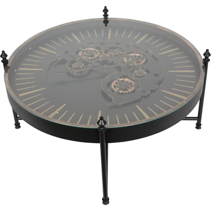 Clock Gold round coffee table 100 cm with working clock