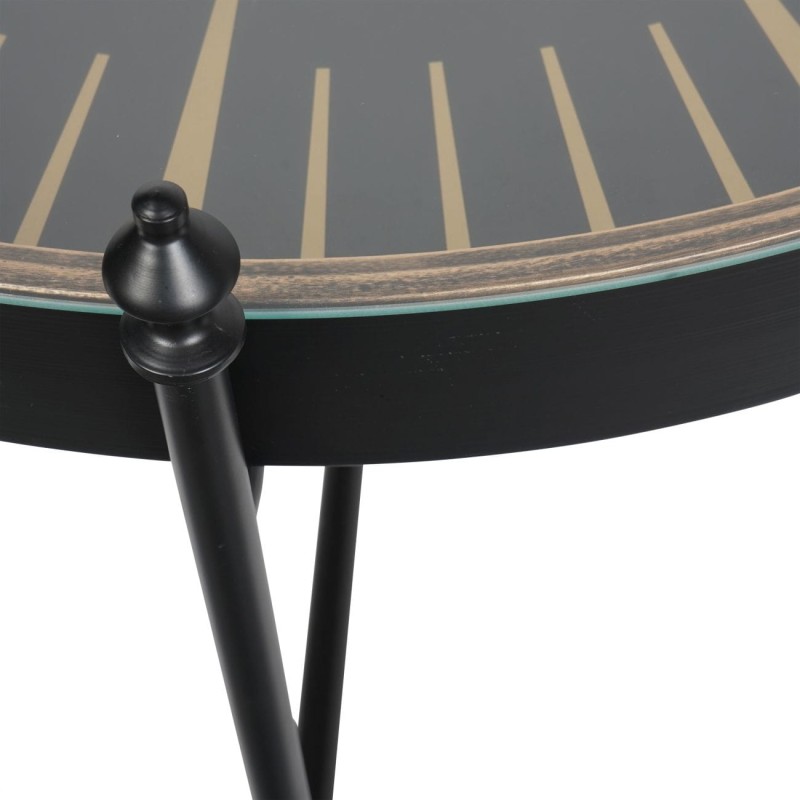 Clock Gold Round Coffee Table 100 cm Metal with Glass Top and Clock Mechanism