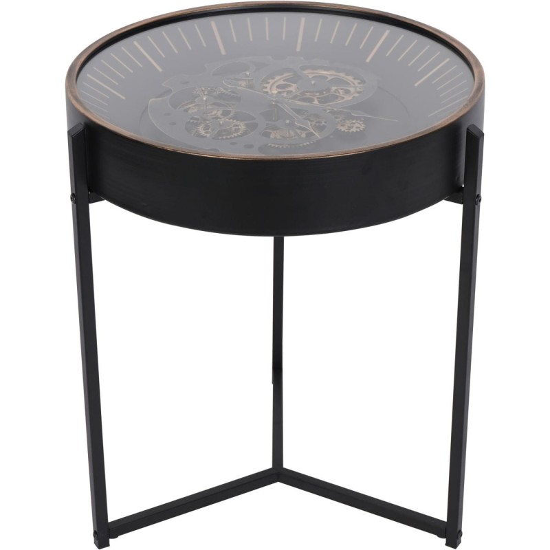 Clock Gold round side table 49 cm with working clock
