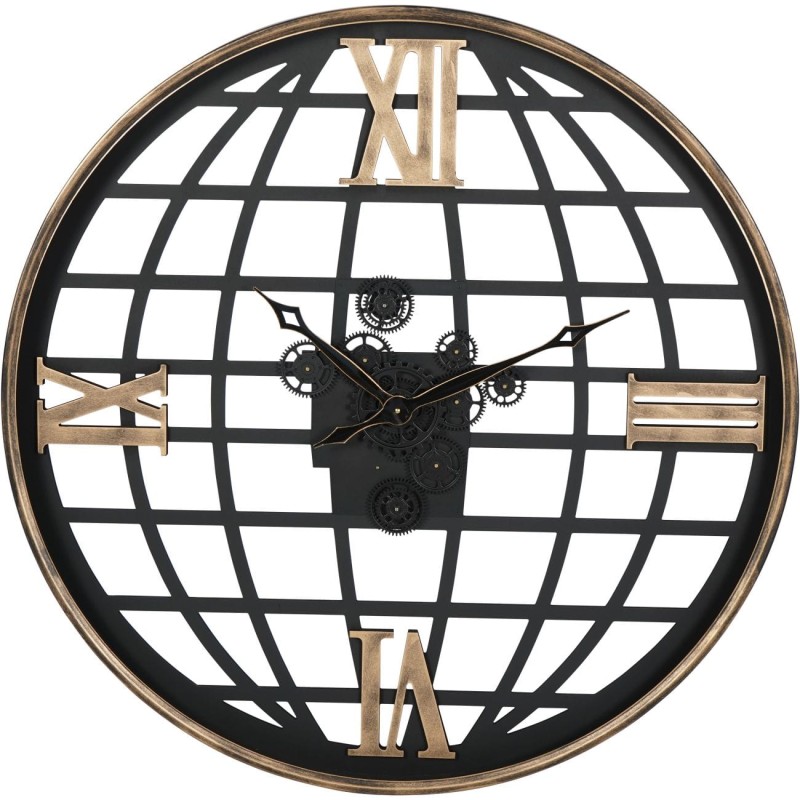 Black and distressed gold skeleton wall clock