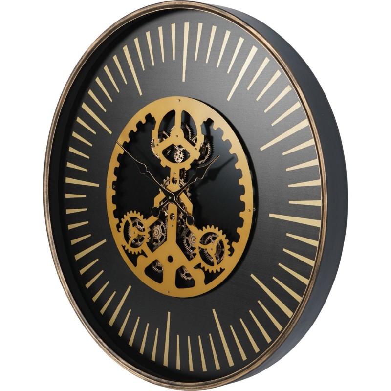 Trevor Large Wall Clock 100 cm black and gold Centre Moving Cogs