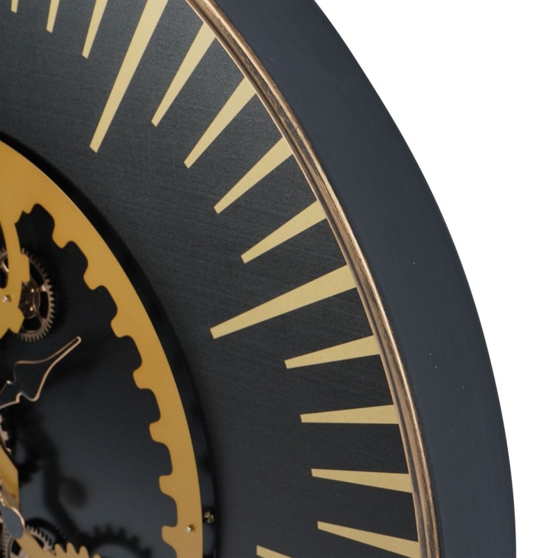 Trevor Large Wall Clock 100 cm black and gold Centre Moving Cogs
