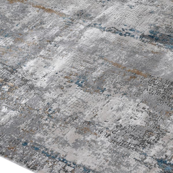 Large grey and blue rug for living room