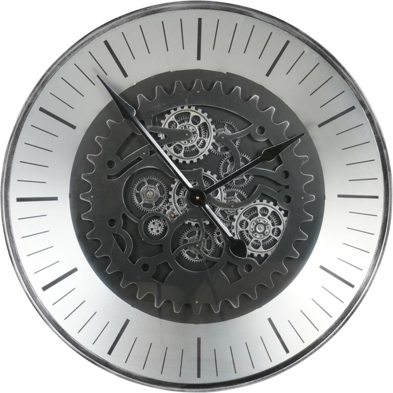 Ennismore 80 cm Large Silver Wall Clock with Exposed Mechanism
