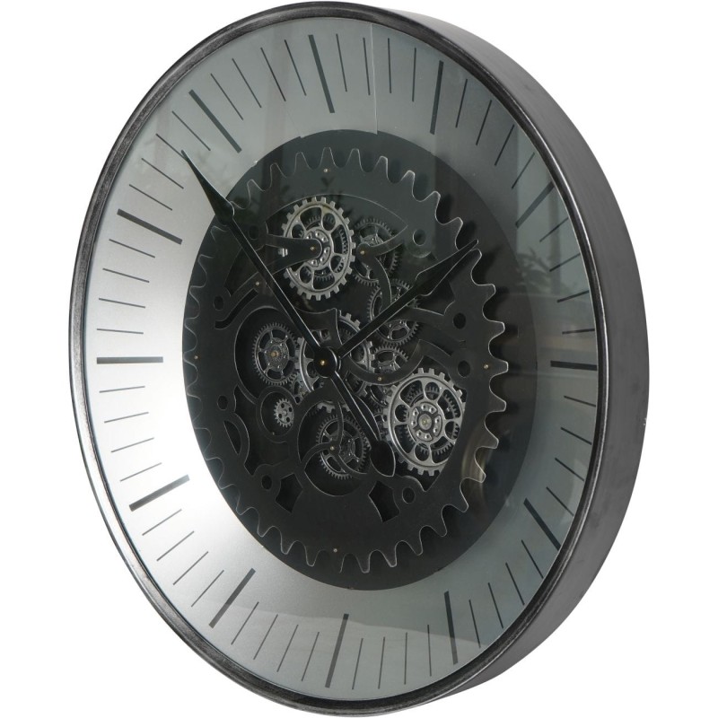 Ennismore 80 cm Large Silver Wall Clock with Exposed Mechanism