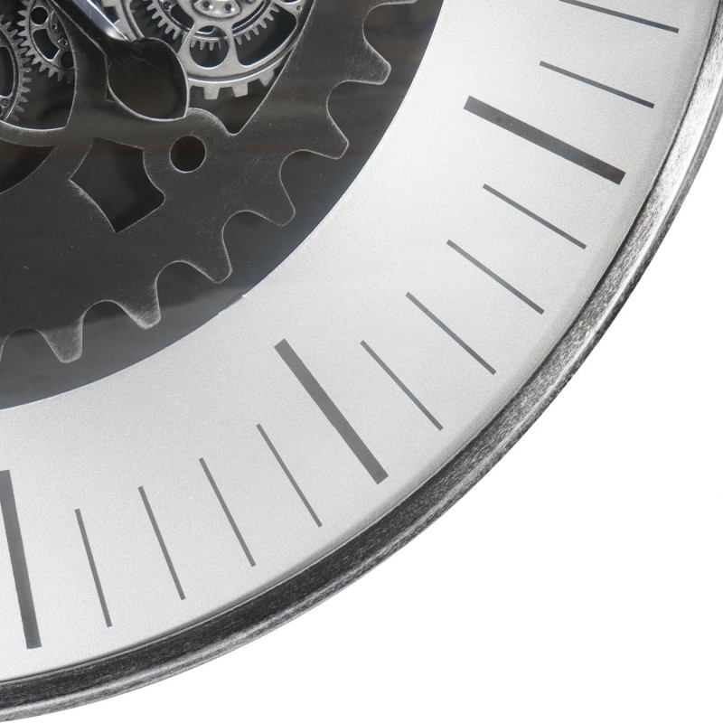 Ennismore 80 cm Large Silver Wall Clock with Exposed Mechanism