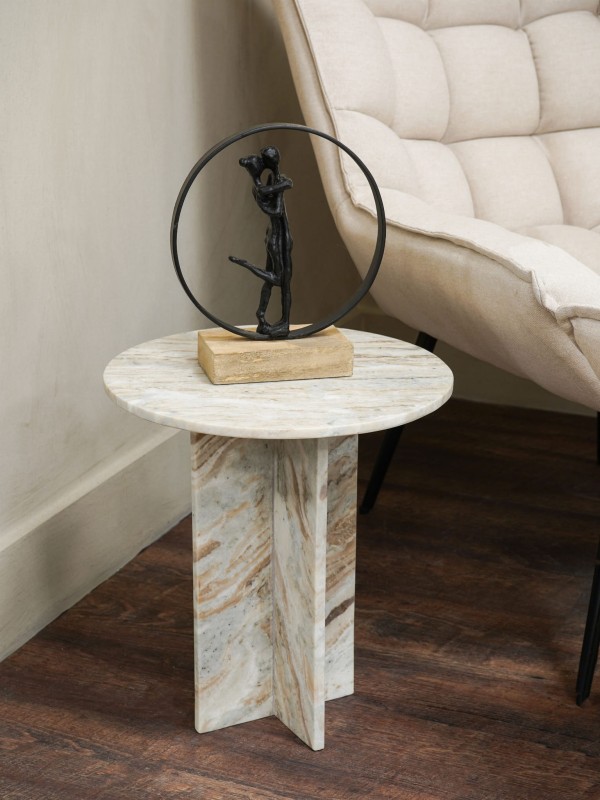Stolik boczny Kingston Marble 42 cm stolik marmurowy brąz okrągły
