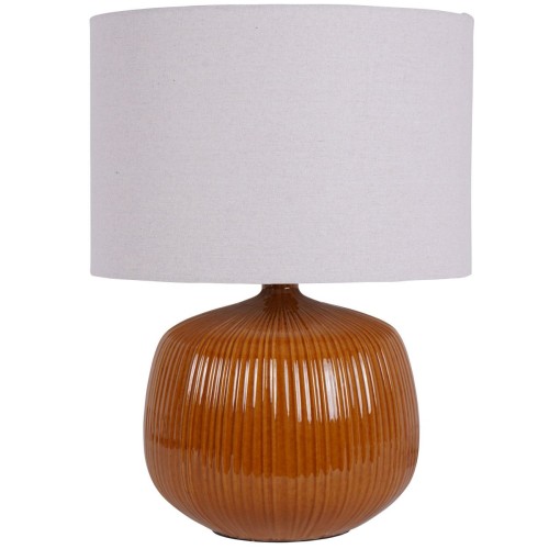 Ceramic Burst Orange Table Lamp 51.5 cm with Linen Shade
