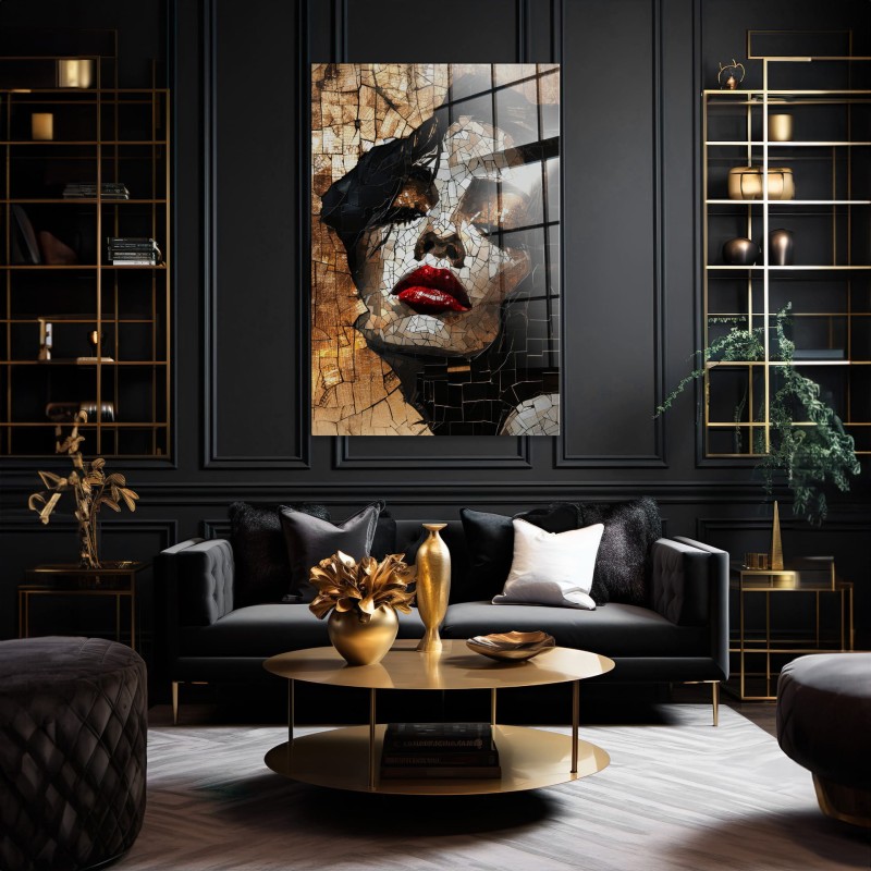 Mosaic Glasspik Glass Wall Art mettalic gold 70x100 cm