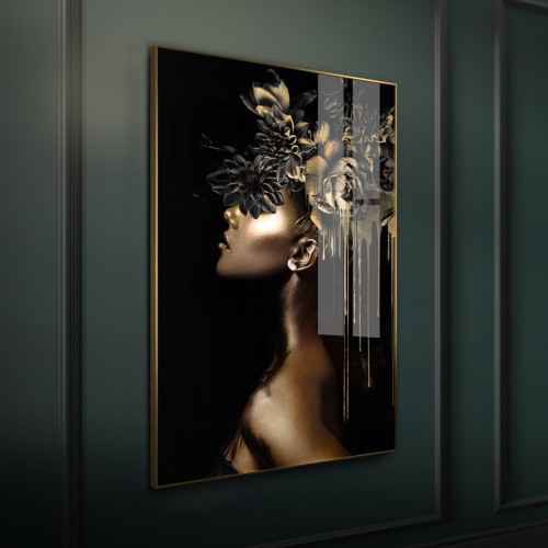 Golden Hour Glass wall art in gold frame 80x120 cm
