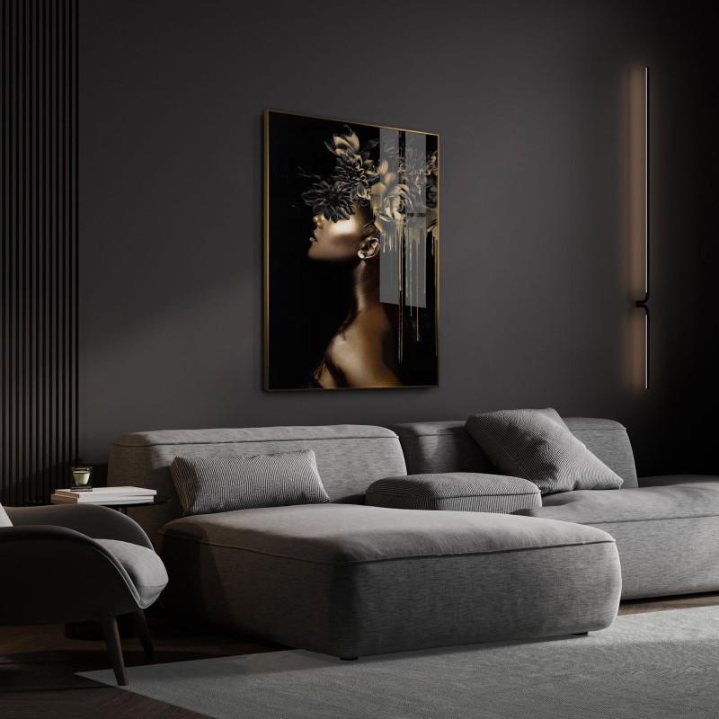 Luxury framed glass picture Golden Hour for bedroom wall