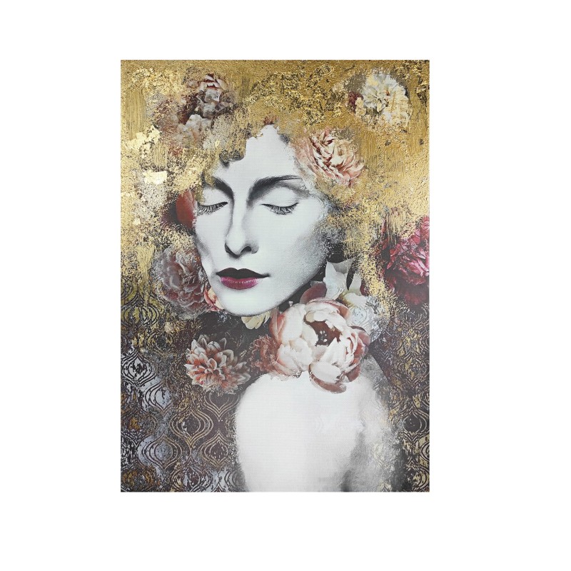 Female portrait canvas with colourful floral crown