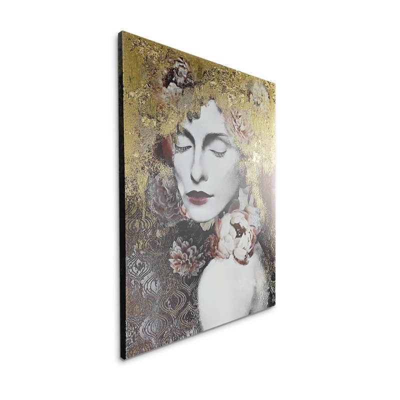 Gold and red canvas wall art for living room