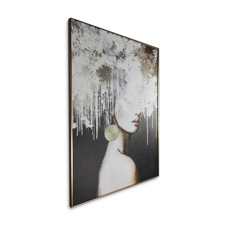 Female portrait canvas with oversized floral headdress