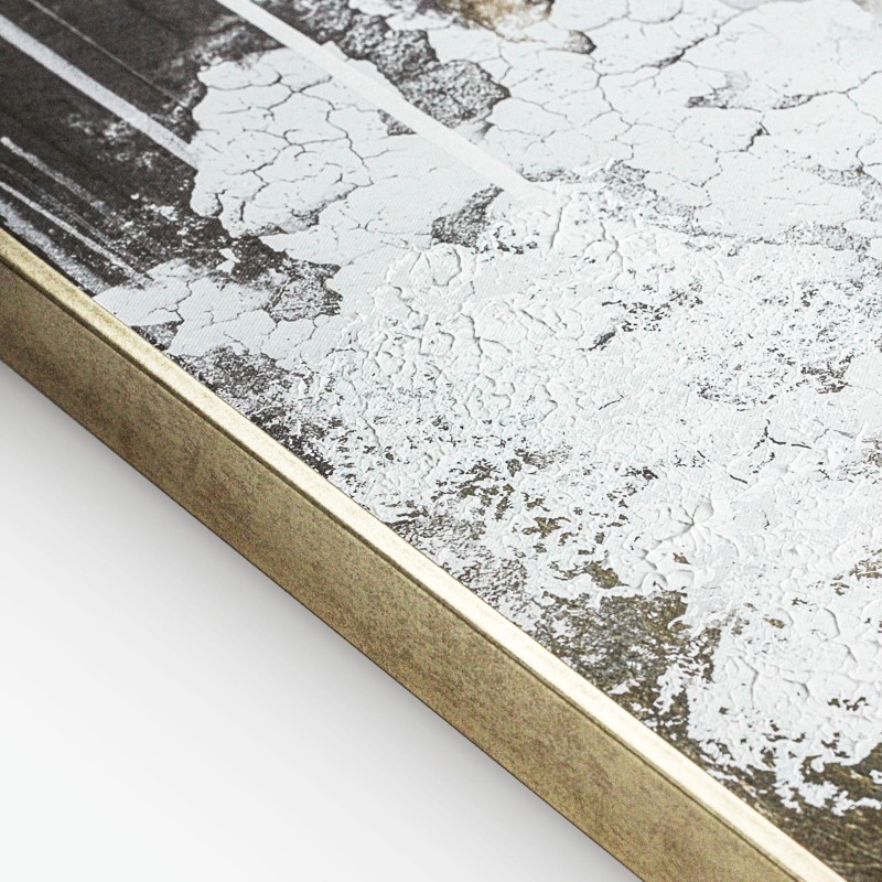 Hand-finished canvas with metallic gold paint