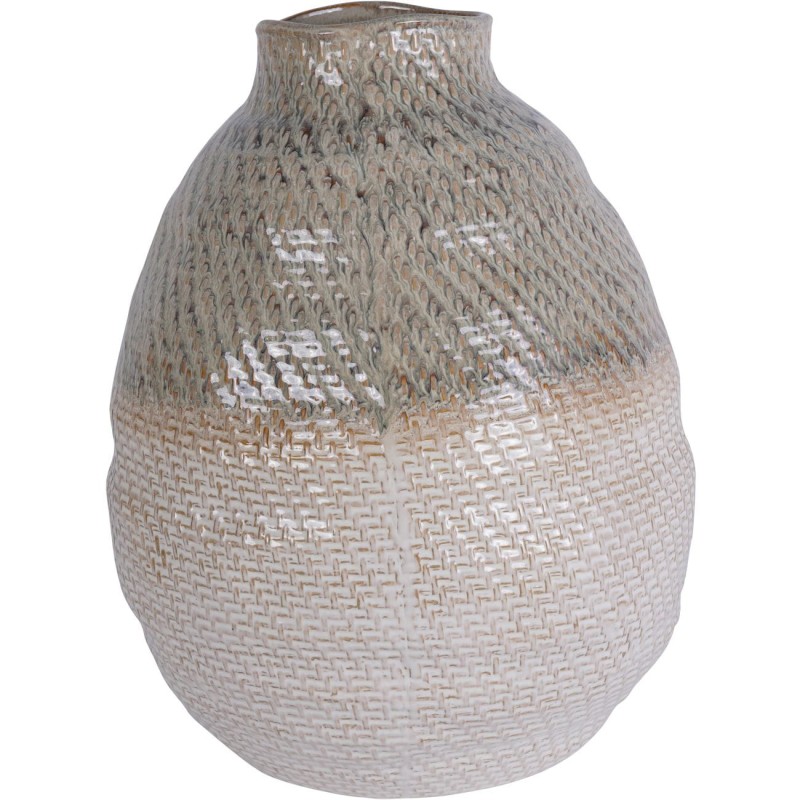 Textured ceramic vase with a woven basket design
