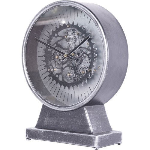 Ennismore Silver and Black Mantel Clock 32.5 cm with Moving Mechanism