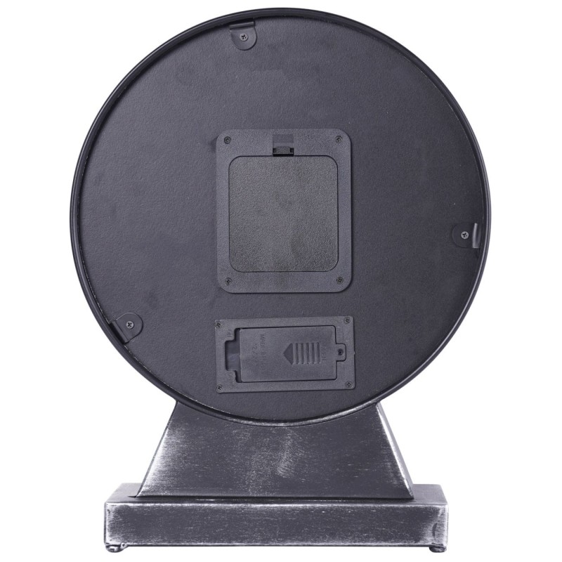Silver table clock with exposed moving mechanism