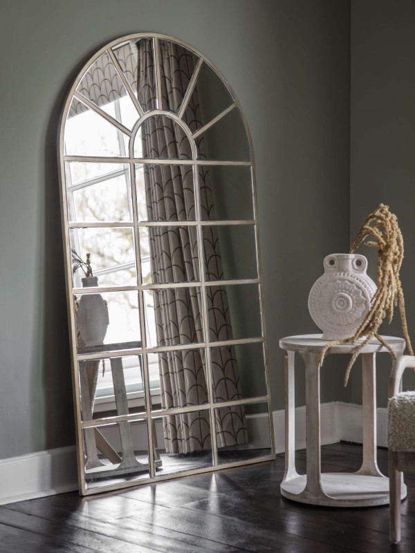 Lustro Window Arch 180x80 cm rama szampańskie złoto lustro okienne