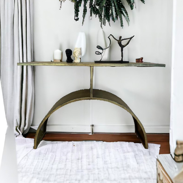 Montrose Iron Console Table 125x84 cm antique gold designer shape