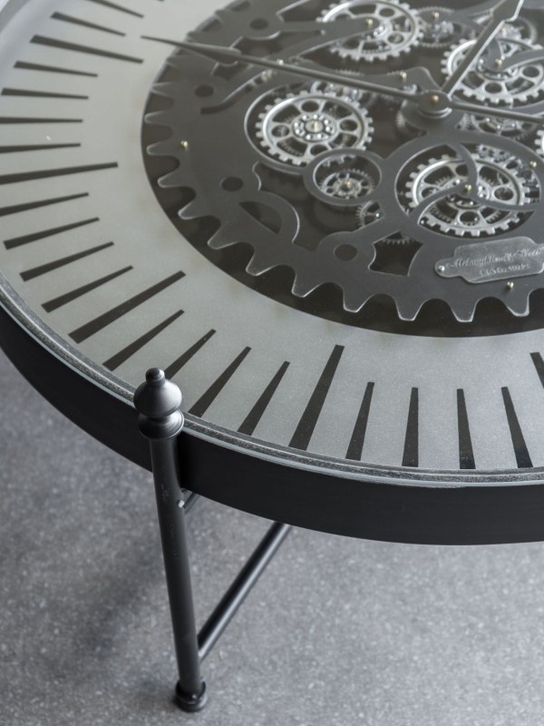 Statement coffee table with black metal base