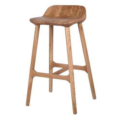 Farmhouse Wave Oak Bar Stool 78 cm – Natural Wood