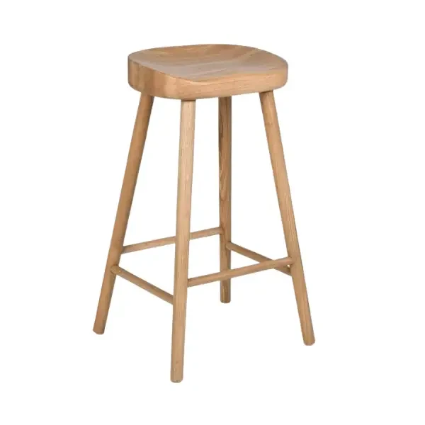 Farmhouse Oak 71 cm Bar Stool in Natural Oak Wood Height Stool