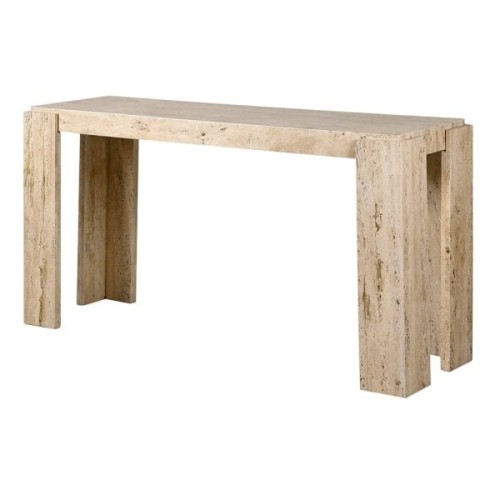 Travertine Console Table 151 x 80 cm – Light Marble Finish