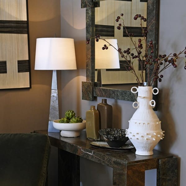 Ravenna marble console table in grey and red natural stone
