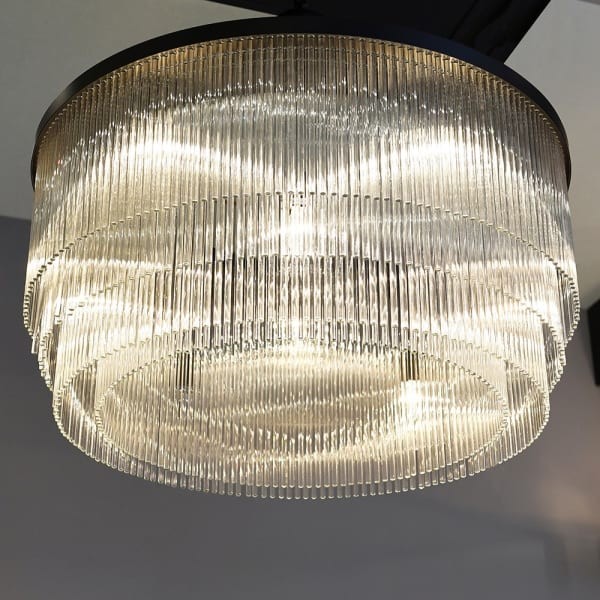 Glass Art Deco Brompton Chandelier, 90x45 cm, with a black frame and transparent glass