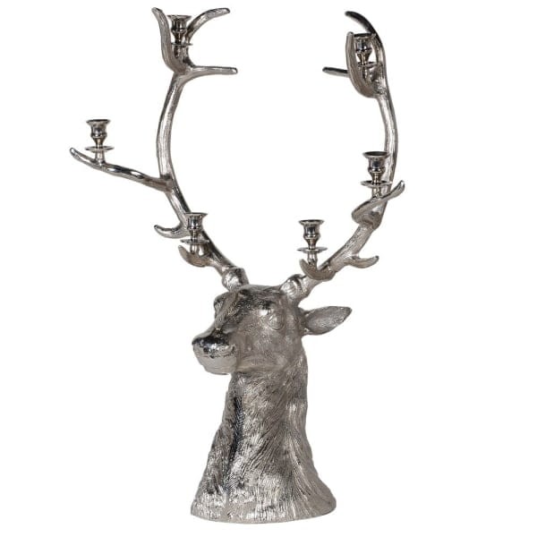 Stag silver candelabra measuring 91 cm high