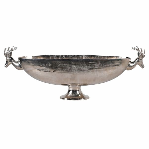 Silver champagne bowl with decorative antler handles