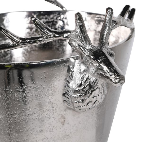 Aluminium champagne bucket with decorative deer heads