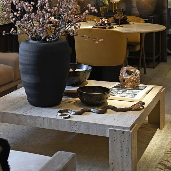 Travertine Coffee Table 120 cm – Square Natural Stone Coffee Table