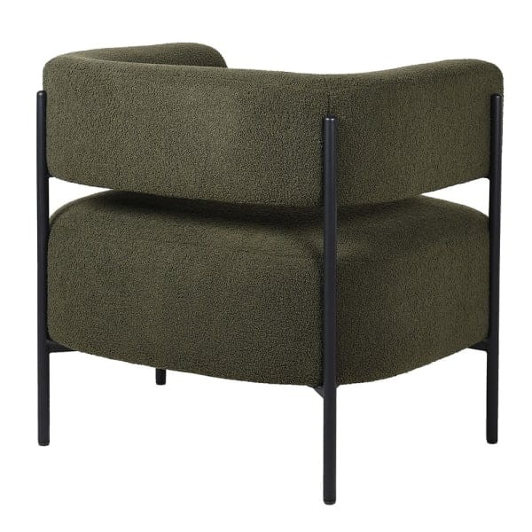 Modern green upholstered armchair for bedroom and living room