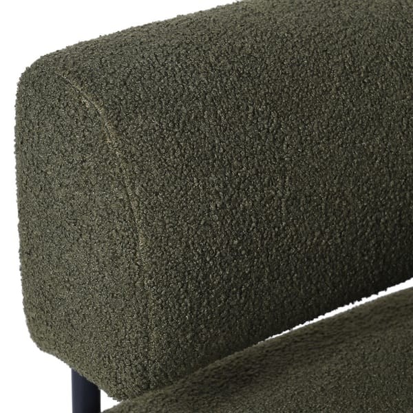 Modern green upholstered armchair for bedroom and living room