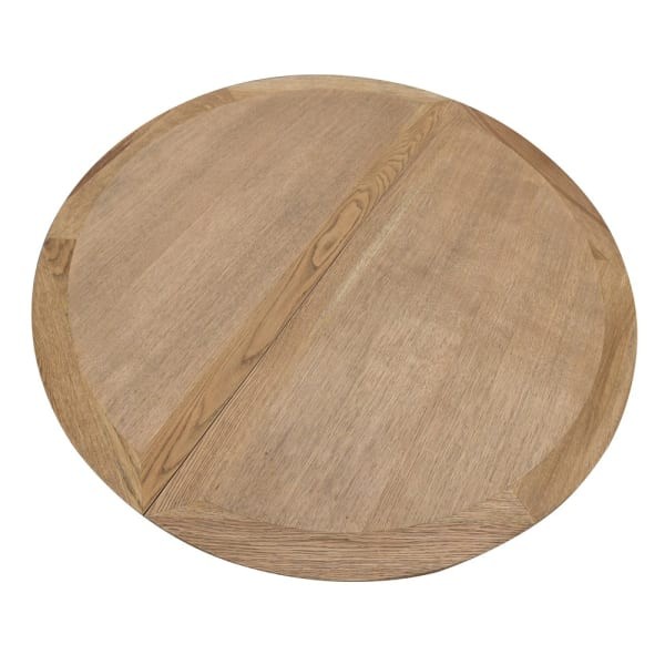 Farmhouse Oak Round Extendable Dining Table - 110 cm, Single Leg