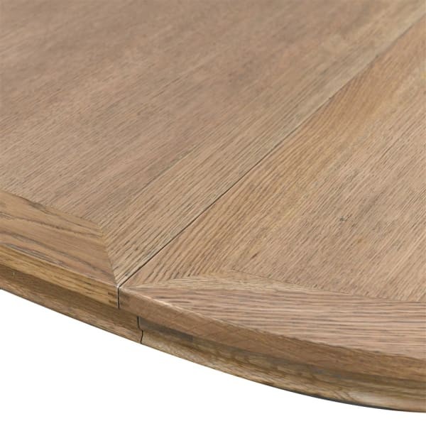 Farmhouse Oak Round Extendable Dining Table - 110 cm, Single Leg
