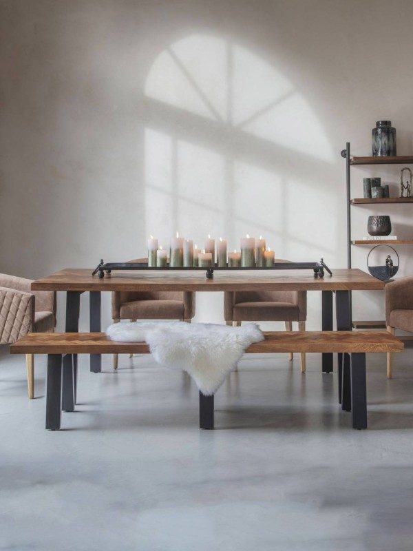 Wood Classic II Mango Dining Table – 200x120 cm Wooden Top with Black Steel Legs