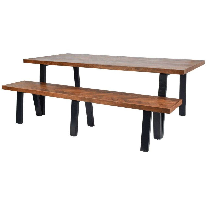 Wood Classic II Mango Dining Table – 200x120 cm Wooden Top with Black Steel Legs