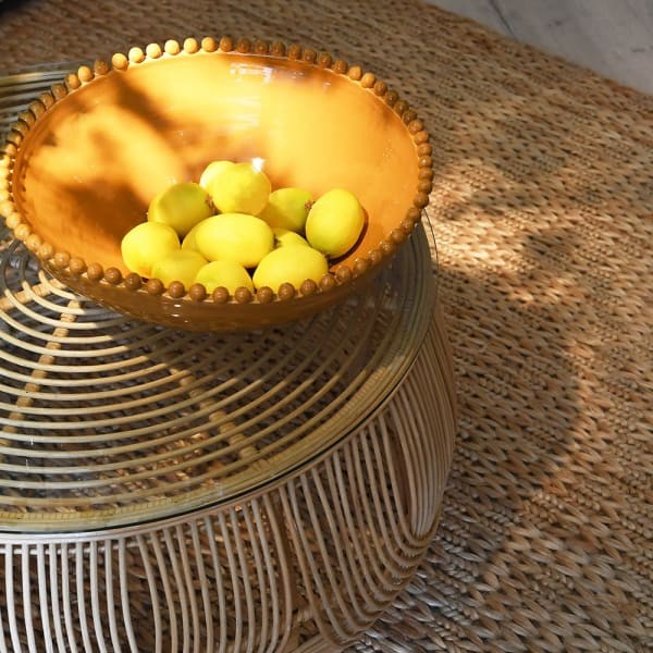 Large yellow decorative bowl 42 cm wide