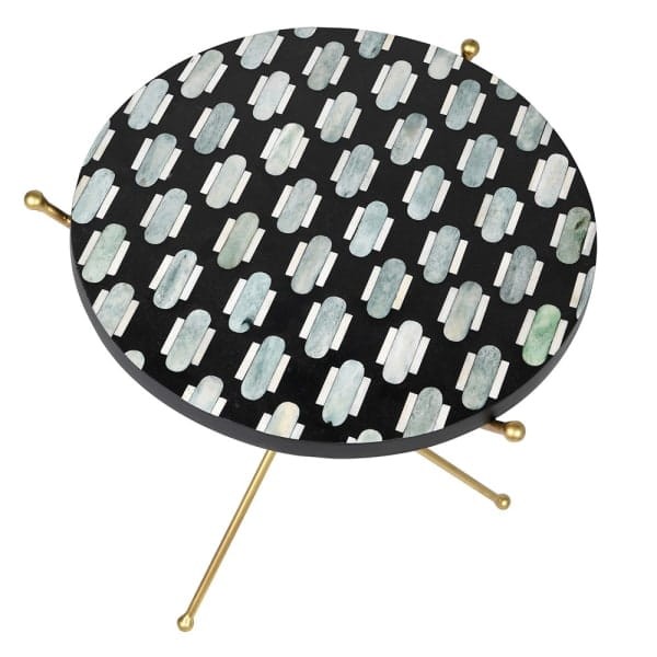 Belize Green Bone Inlay Side Table, 45 cm – Gold Legs