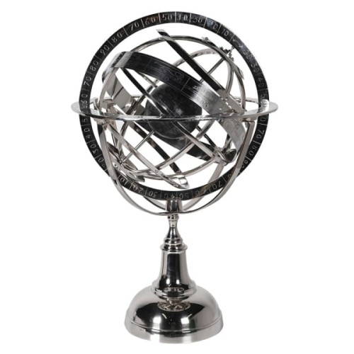 Kensington Silver Armillary Sphere 75 cm – Aluminium Astronomical Sculpture